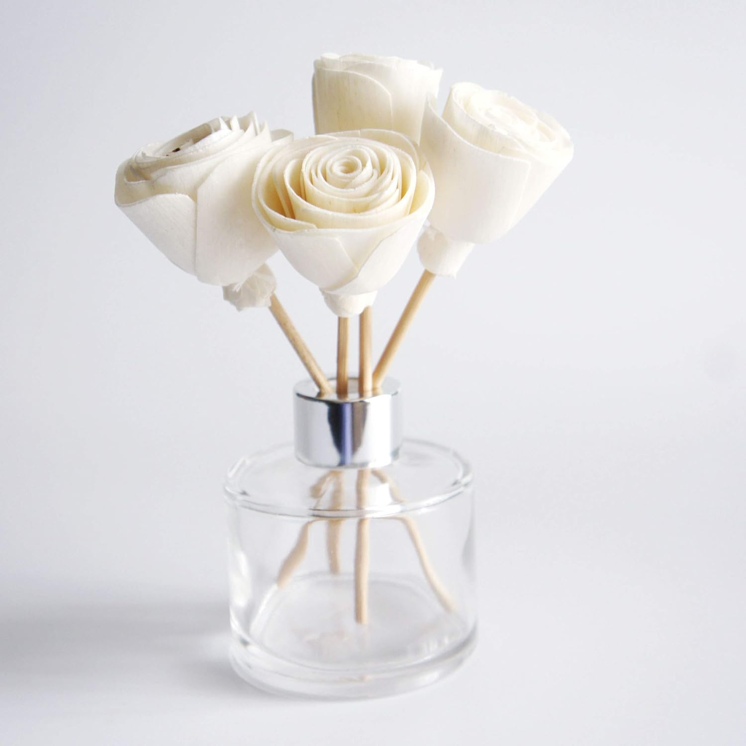 Mixed White Sola Flower with Cotton Wick Diffuser Set