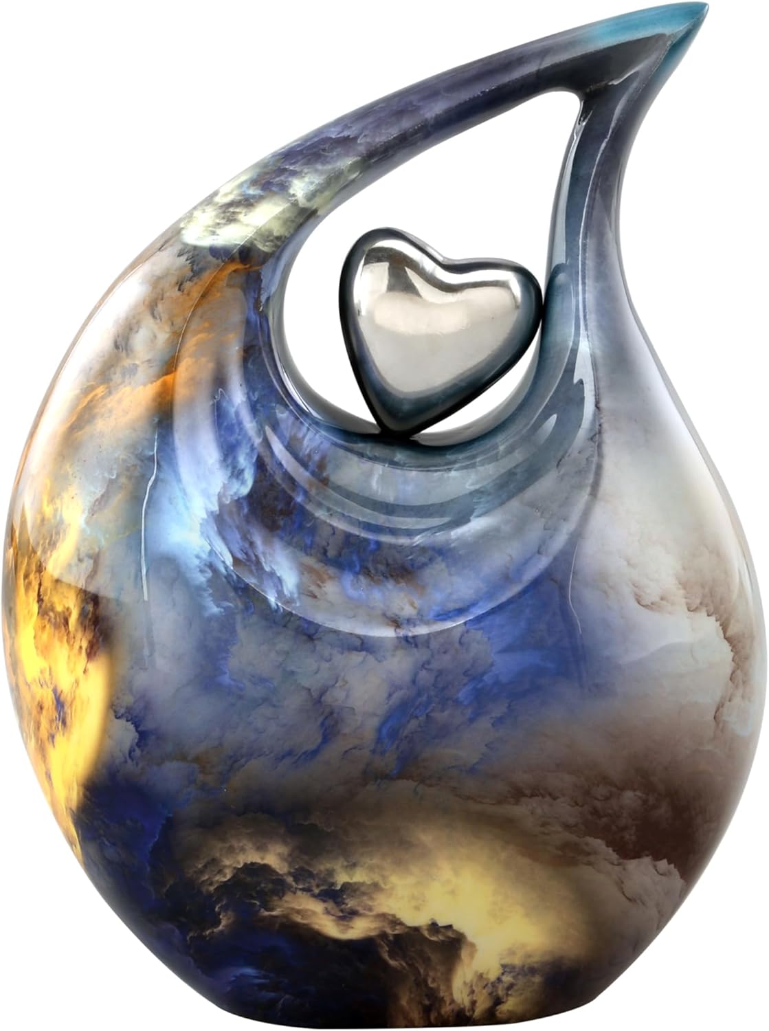 Teardrop Urn with Velvet Bag - Blue Fire Design