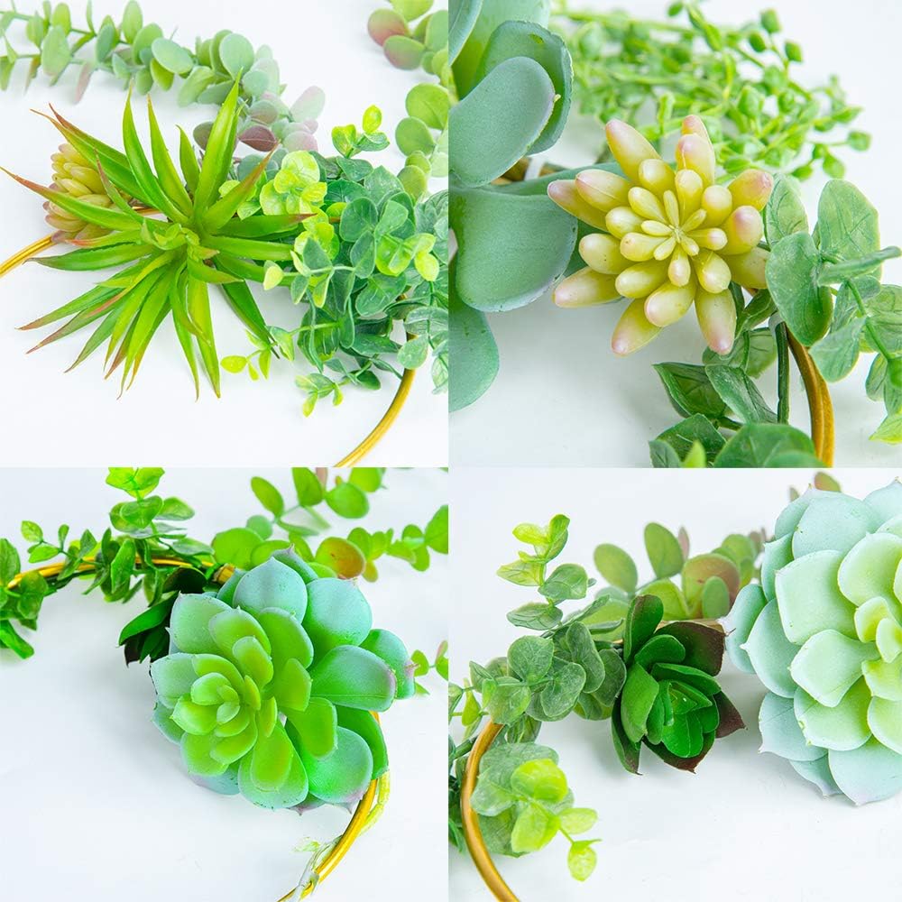 SWTHONY Artificial Succulents Wreath Set of 3 Hanging Wall Decor