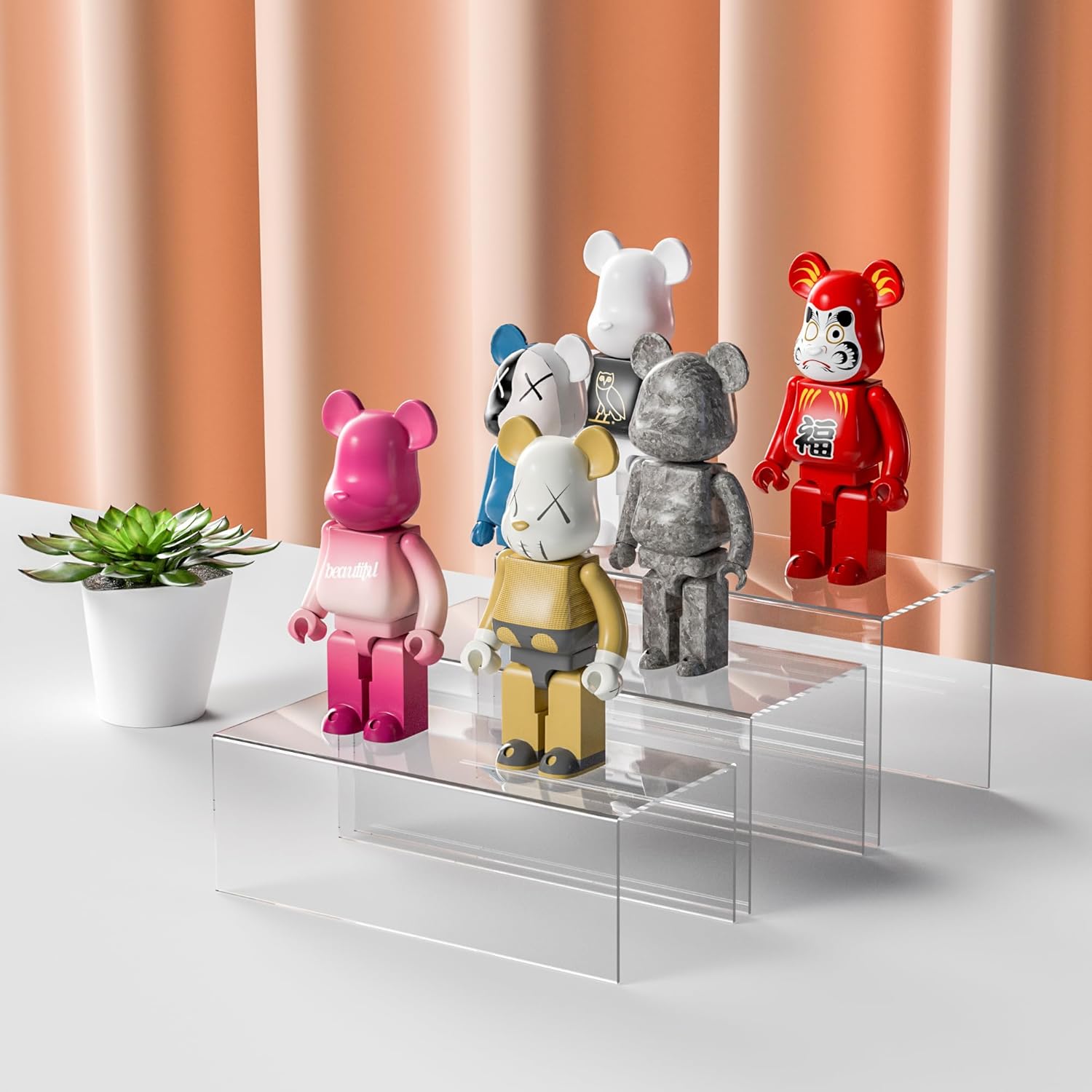 Clear Acrylic Display Risers 3pcs for Collectibles