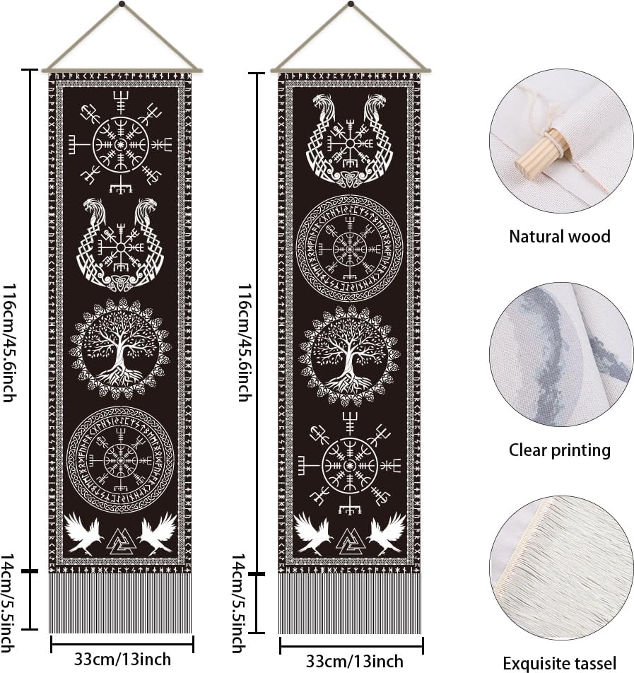 AHANDMAKER 2pcs Viking Symbol Tapestry Wall Hanging