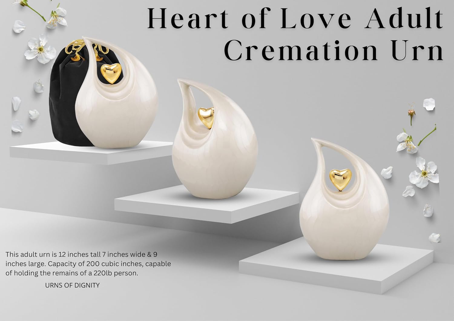 Heart of Love Cremation Urn for Human Ashes