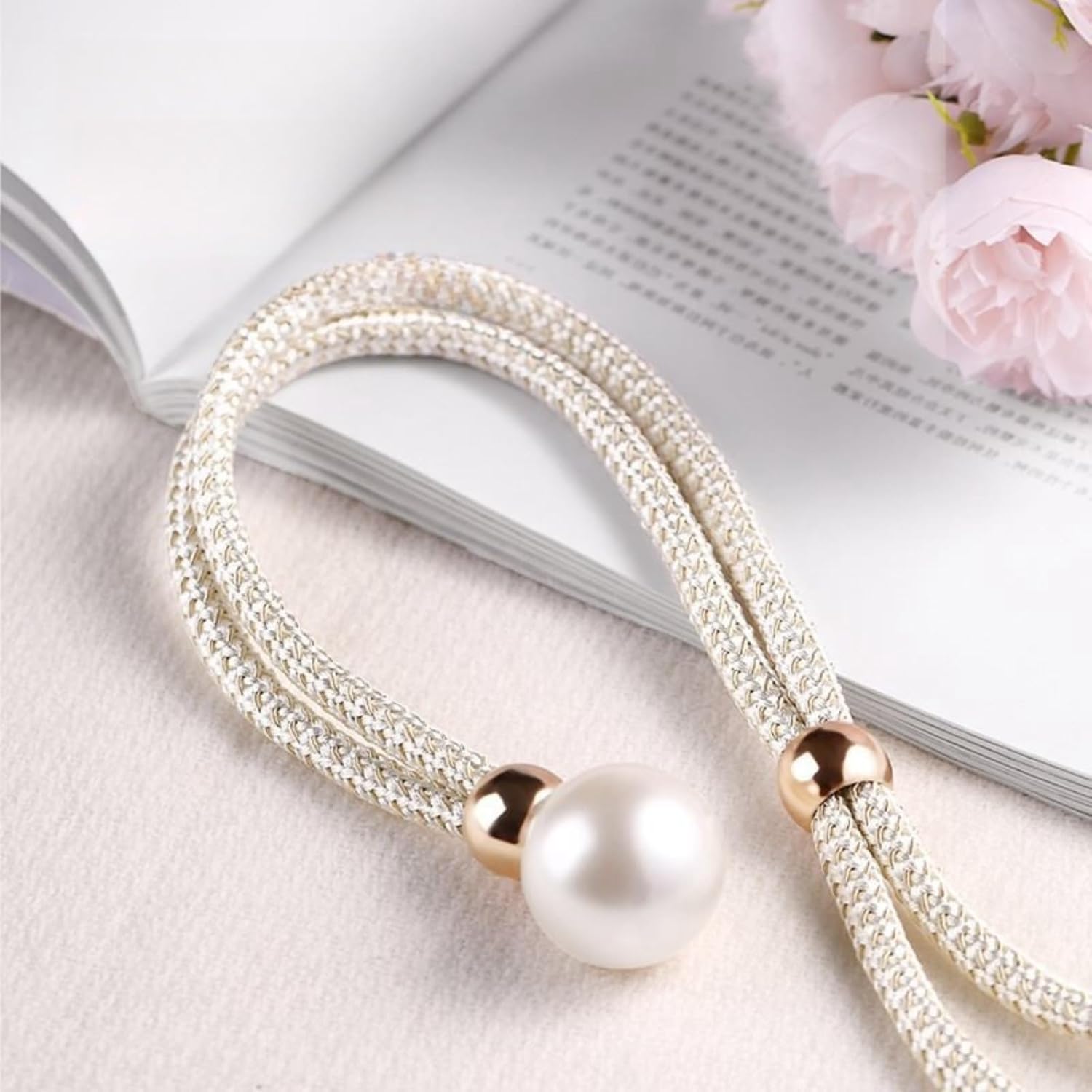 2 Pack Handmade Curtain Tiebacks with Rope White
