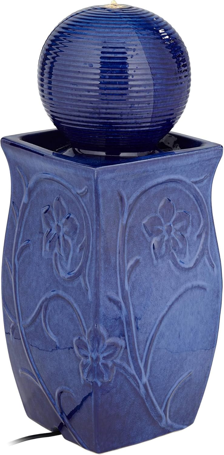 John Timberland Periwinkle Floor Fountain with LED Light