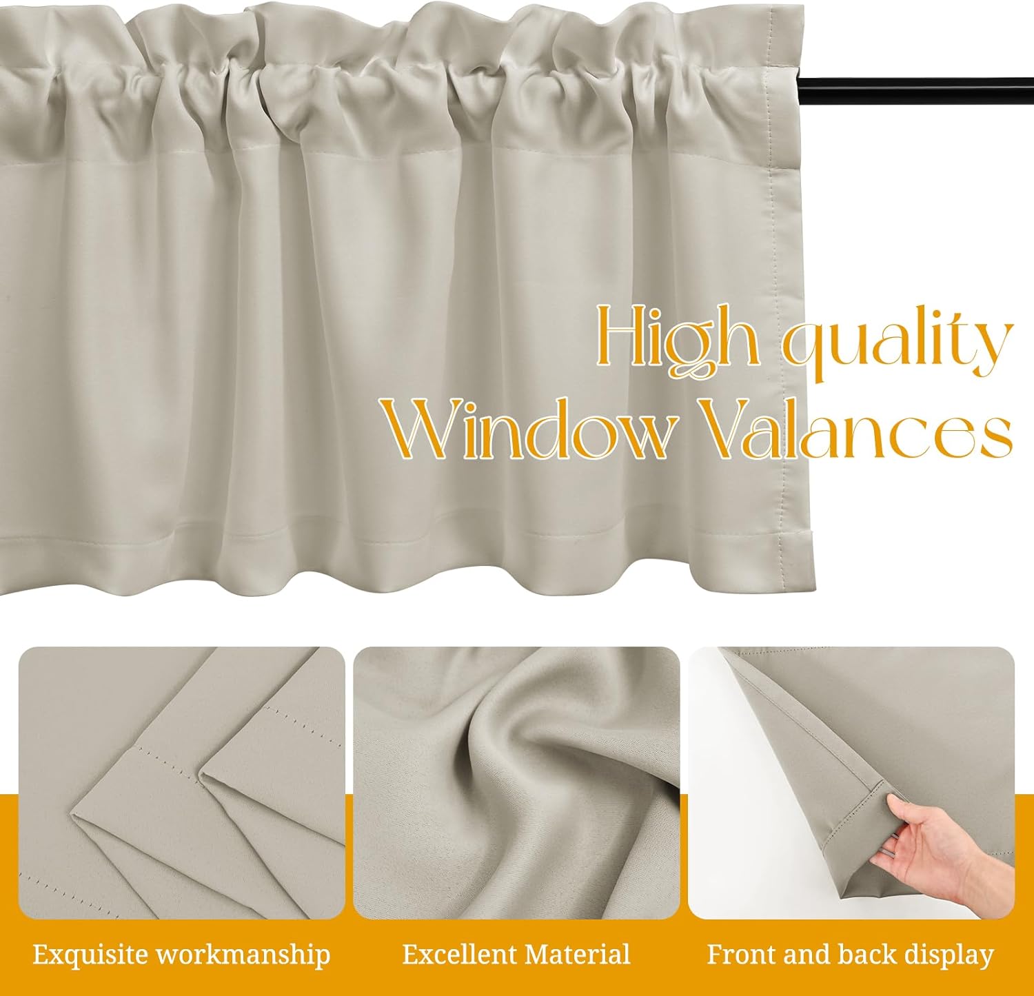 4 Panels Blackout Curtain Valances for Windows