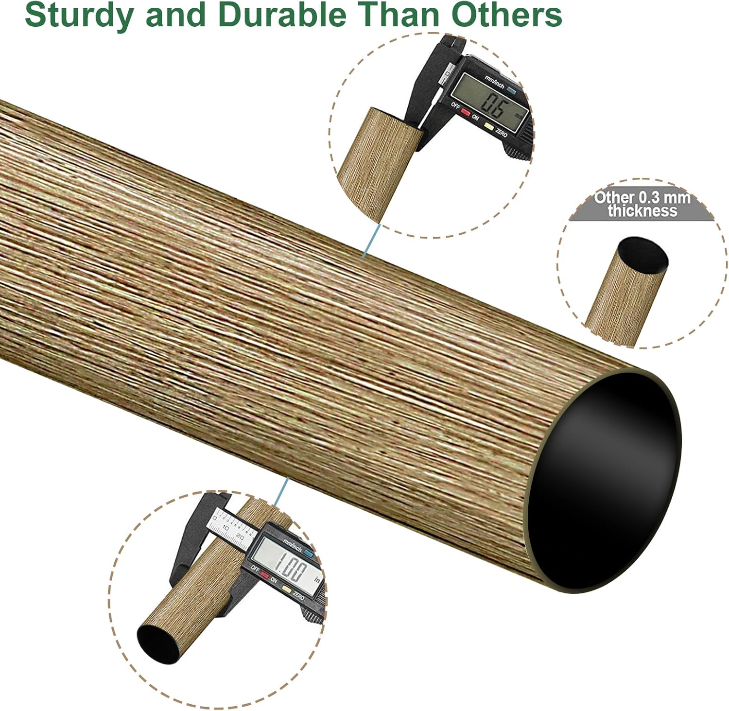Adjustable Curtain Rods 1 Inch Diameter with Wood Grain Finials