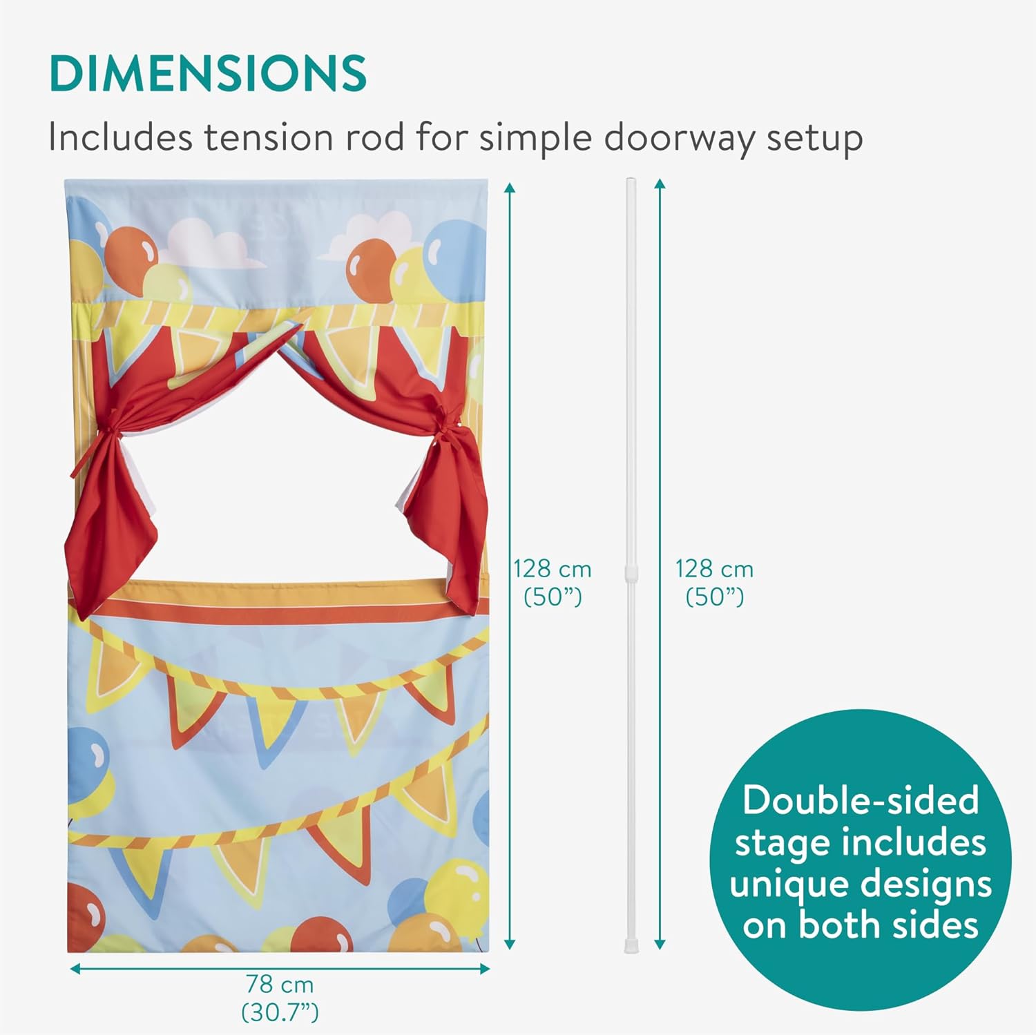 Navaris Double Sided Doorway Puppet Theater Curtain with Rod
