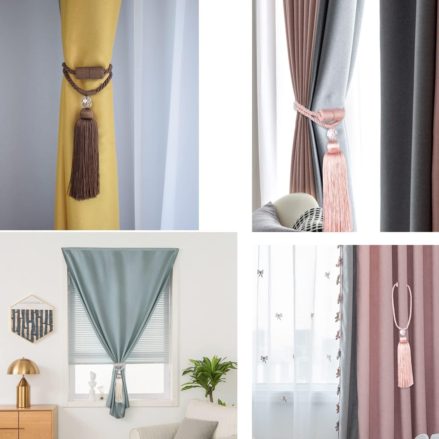 BEL AVENIR Magnetic Curtain Holdbacks Tassel Ties