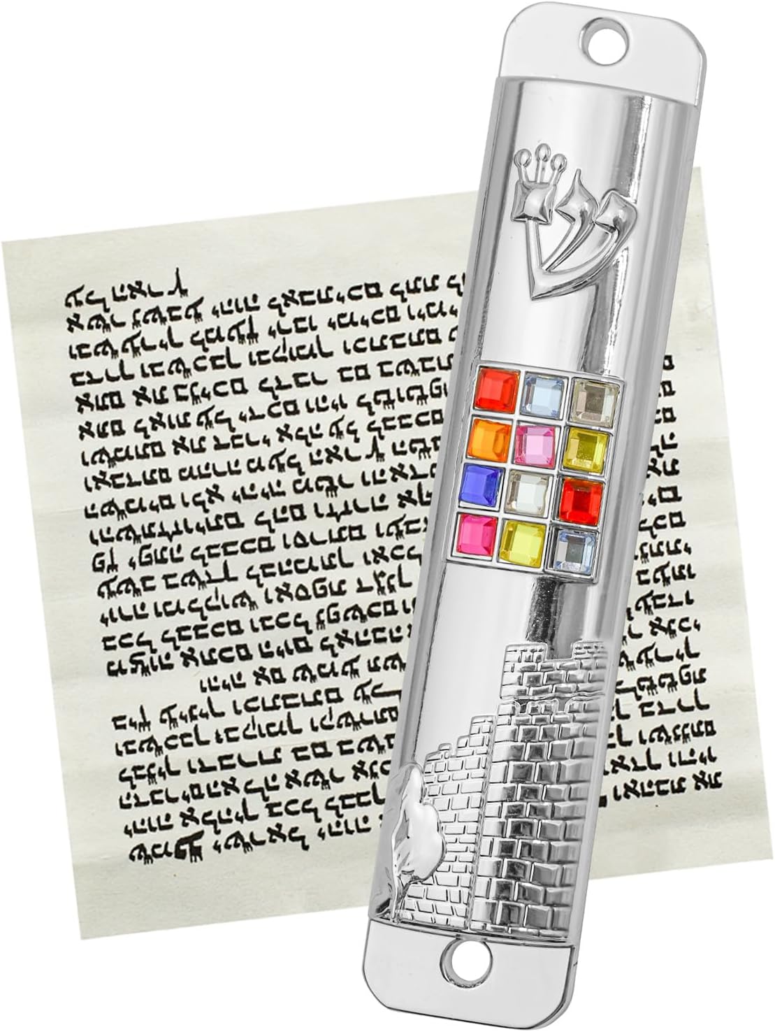 MrMrKura Silver Mezuzah with Scroll for Door