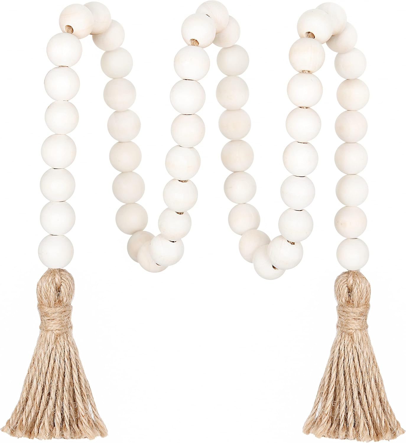 Meplait 39 Inch Wood Bead Garland with Tassels