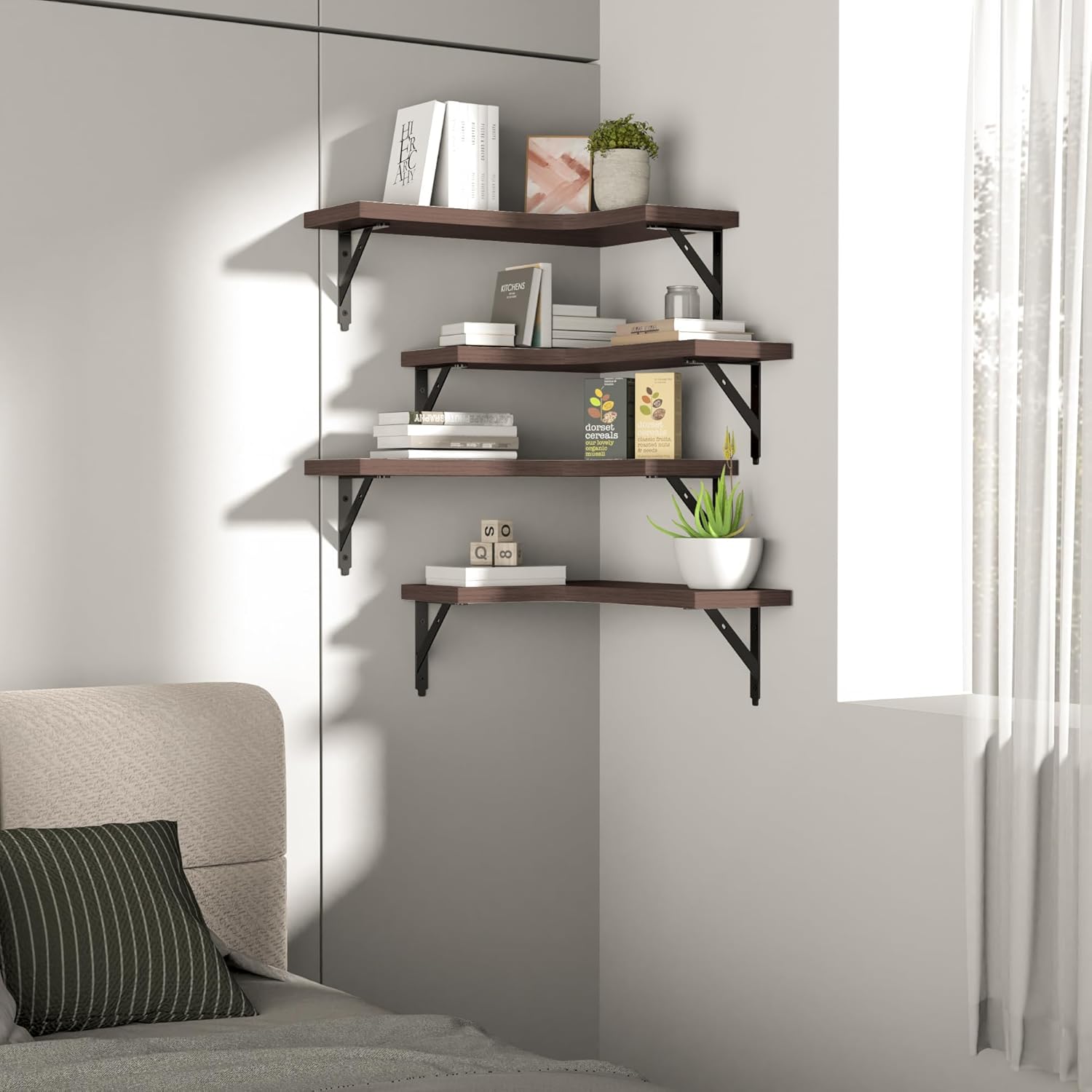 ROMGUAR CRAFT Corner Floating Shelves Set of 4