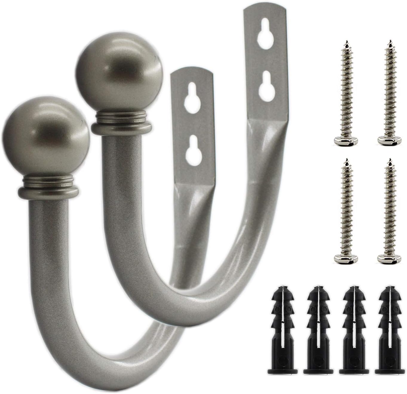 Decorative Curtain Holdbacks with Installation Screws Grey