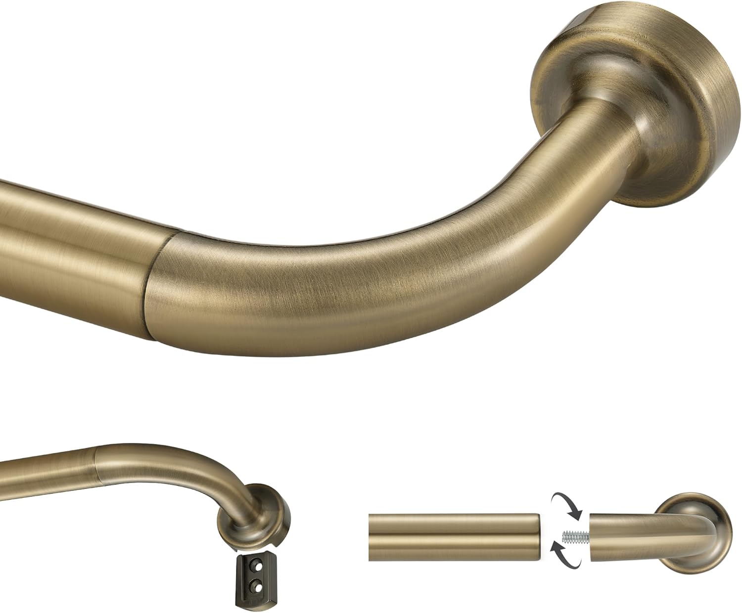 Antique Bronze Curtain Rod - 28-56 Inch Adjustable with 1 Inch Diameter Discs