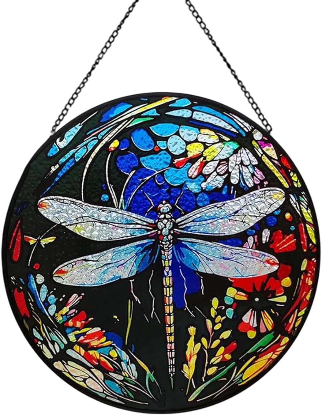Dragonfly Stained Glass Window Hanging Decor