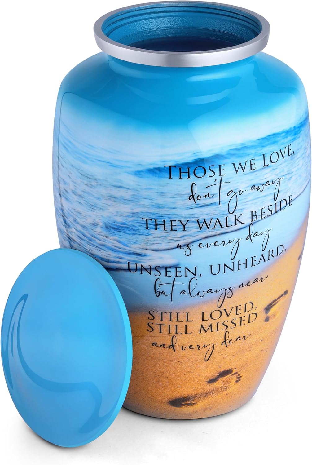 Cremation Urn for Human Ashes - Ocean Blue Large