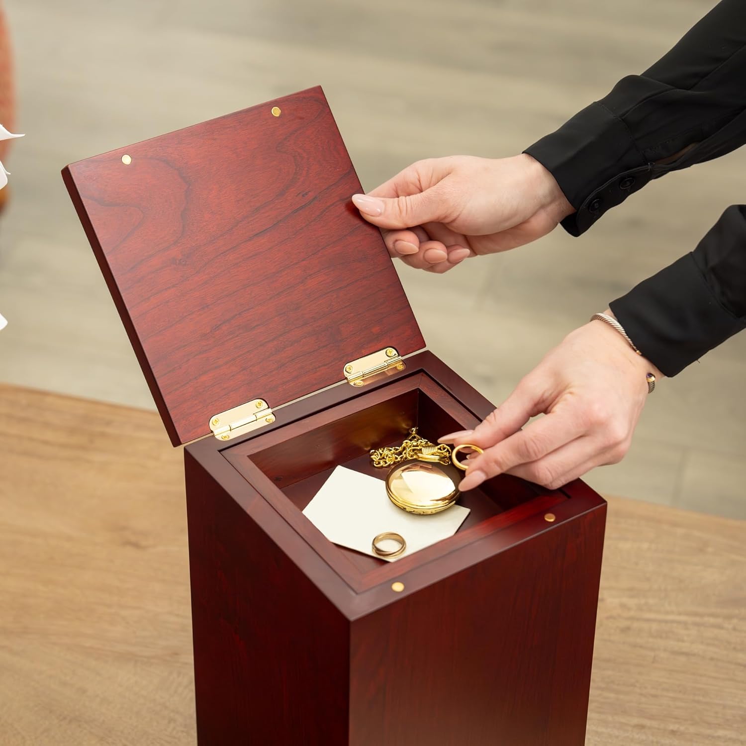 Solid Cherry Wood Cremation Urn for Adult Ashes 250 Cubic Inches