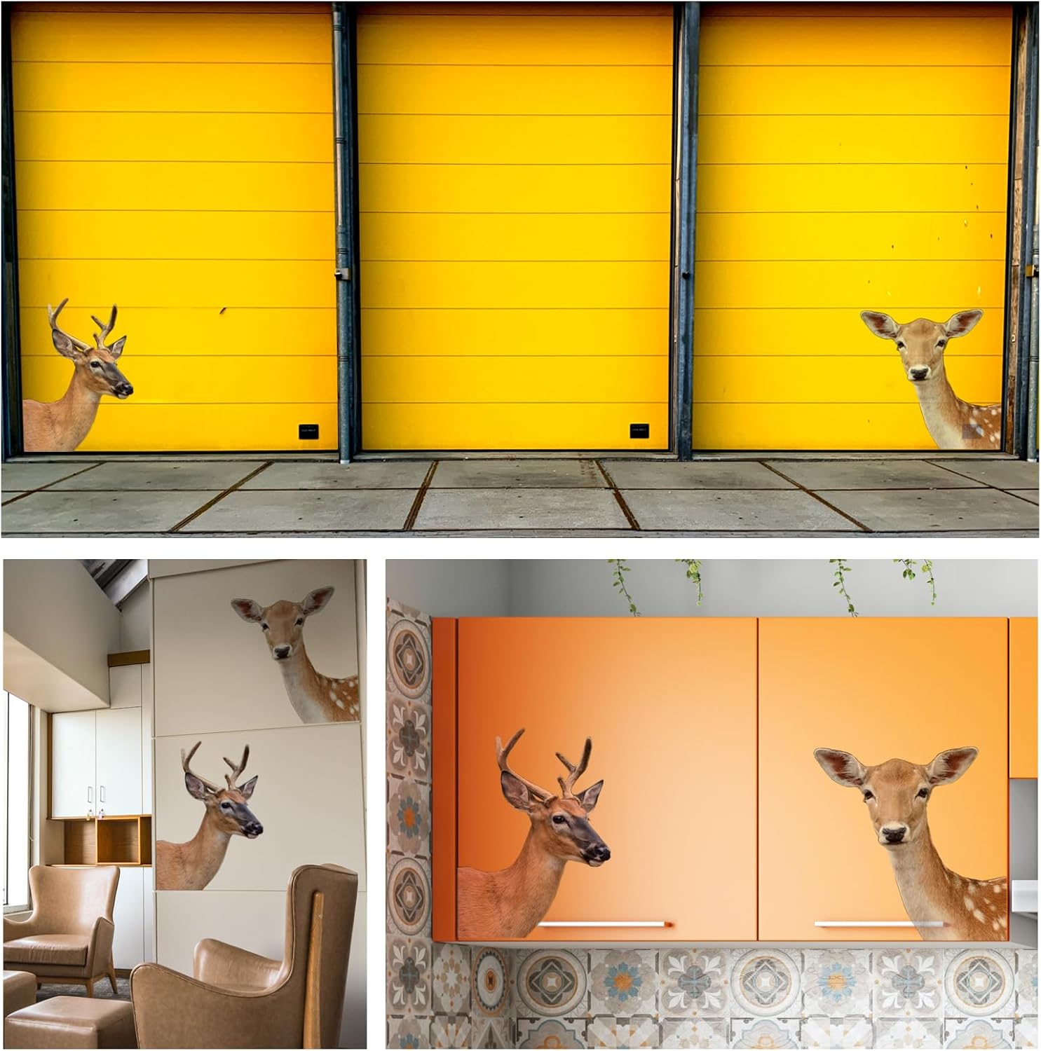 2 Pcs Funny Deer Wall Decal Window Sticker