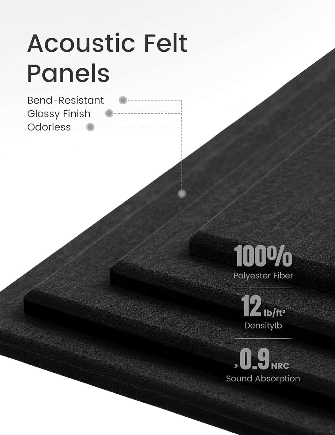 Black Felt Bulletin Board 48 x 36 12 Pack with 70 Removable Tabs