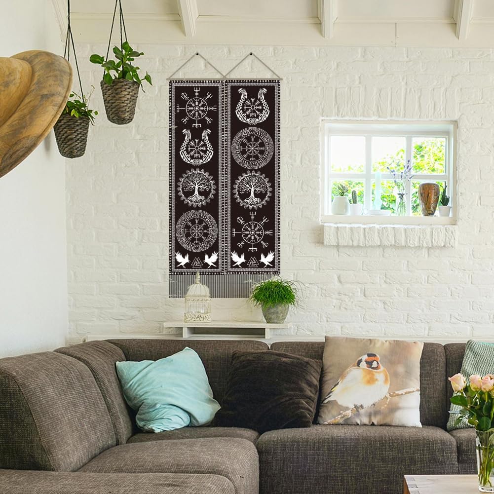 AHANDMAKER 2pcs Viking Symbol Tapestry Wall Hanging