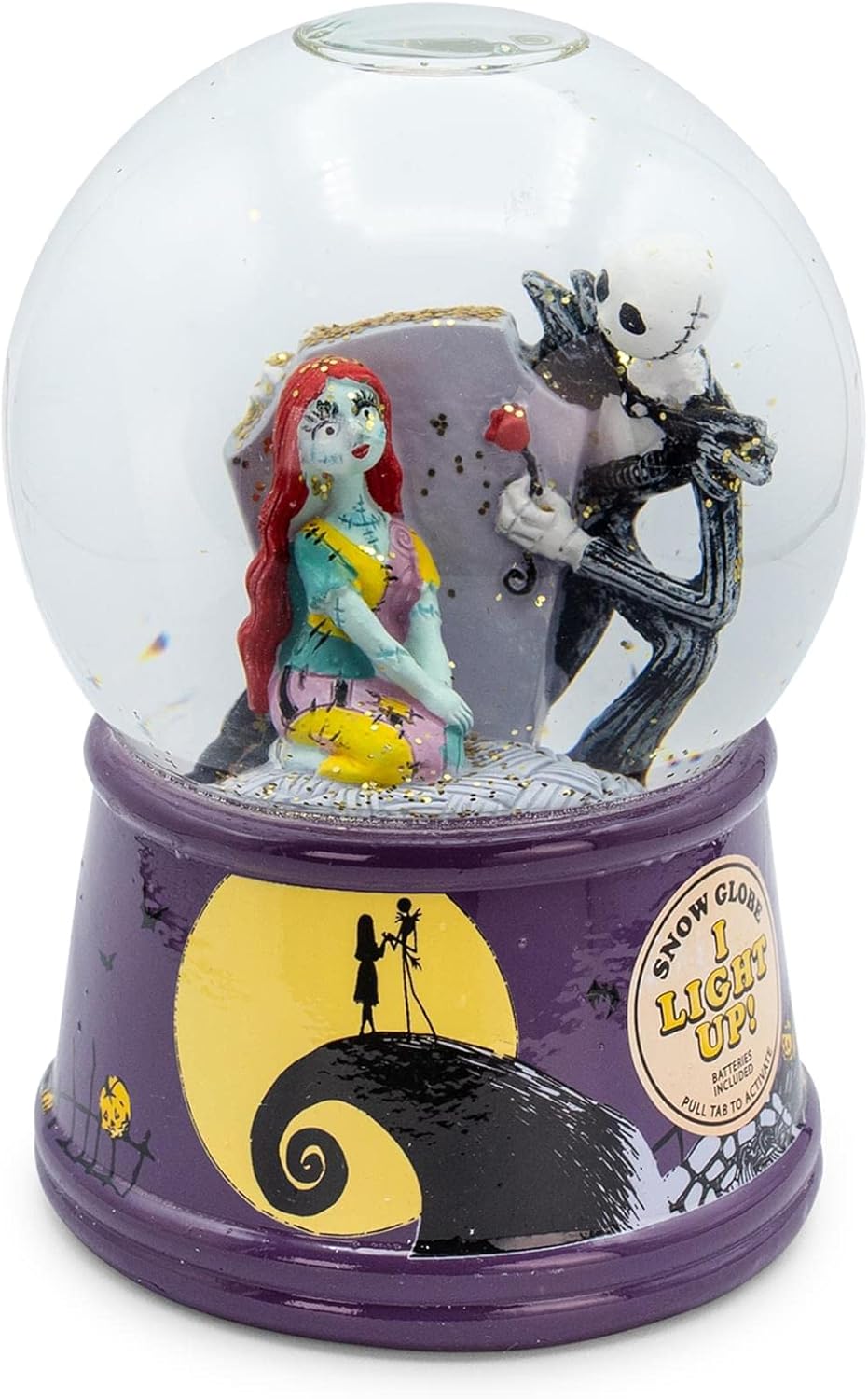 Disney Nightmare Before Christmas Jack Sally Light Up Snow Globe