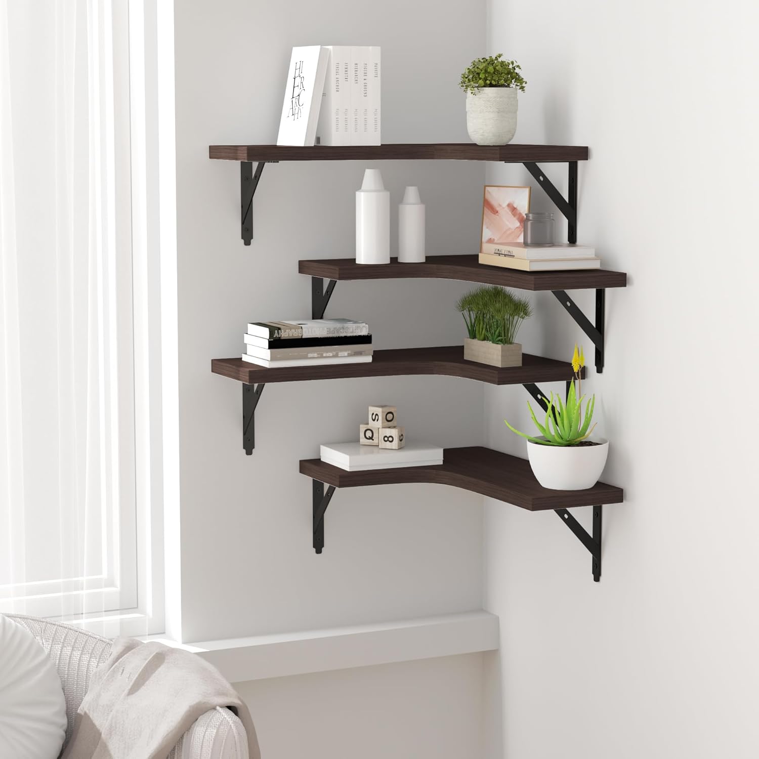 ROMGUAR CRAFT Corner Floating Shelves Set of 4