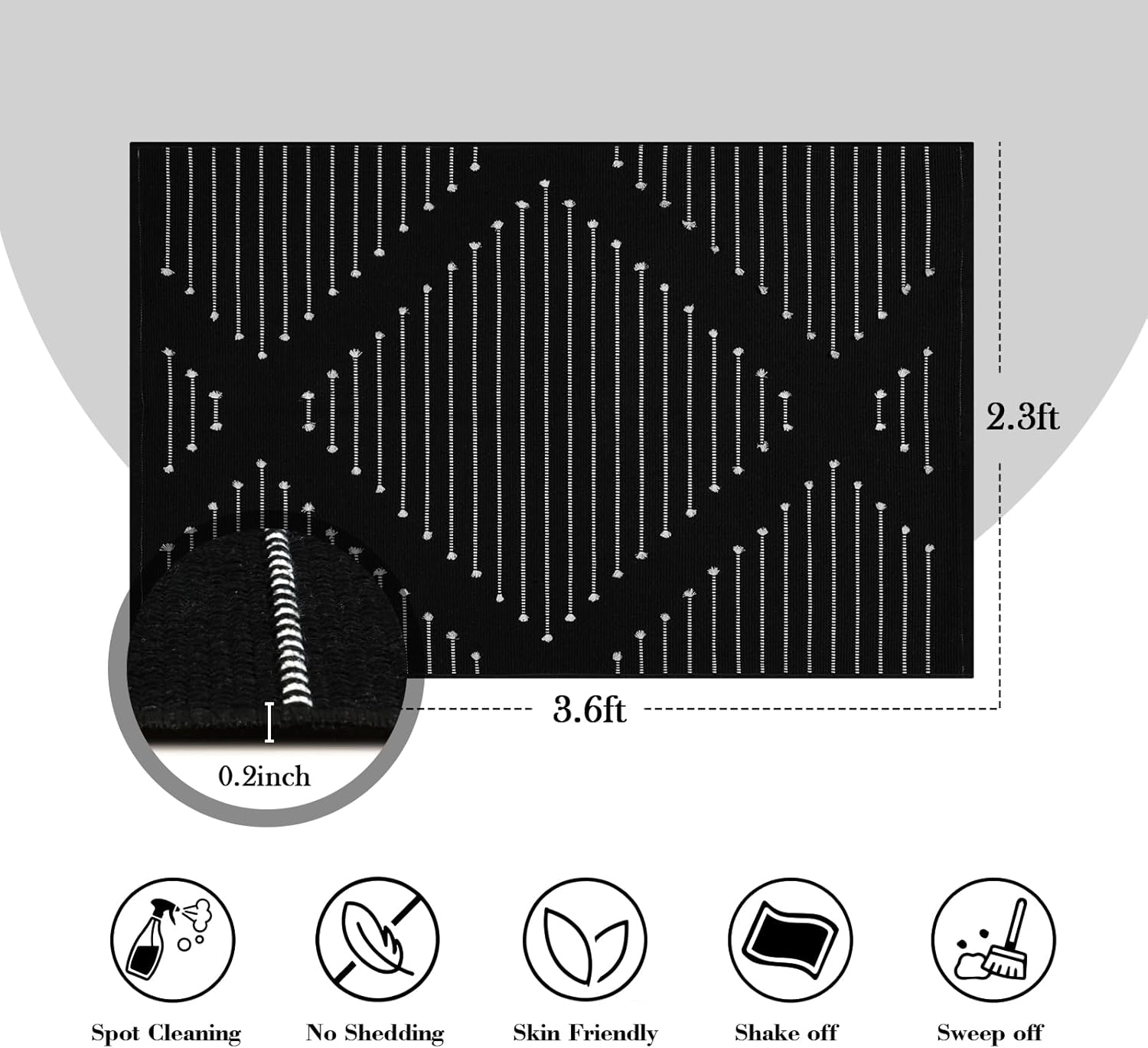 Livebox Black Boho Entry Rug 24 x 37