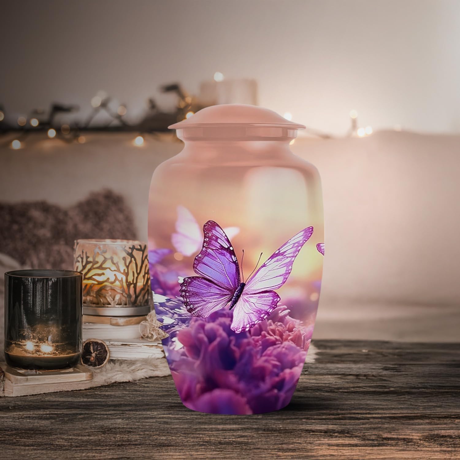 Butterfly Urn for Human Ashes - 10 Inch Cremation Urn with Velvet Bag
