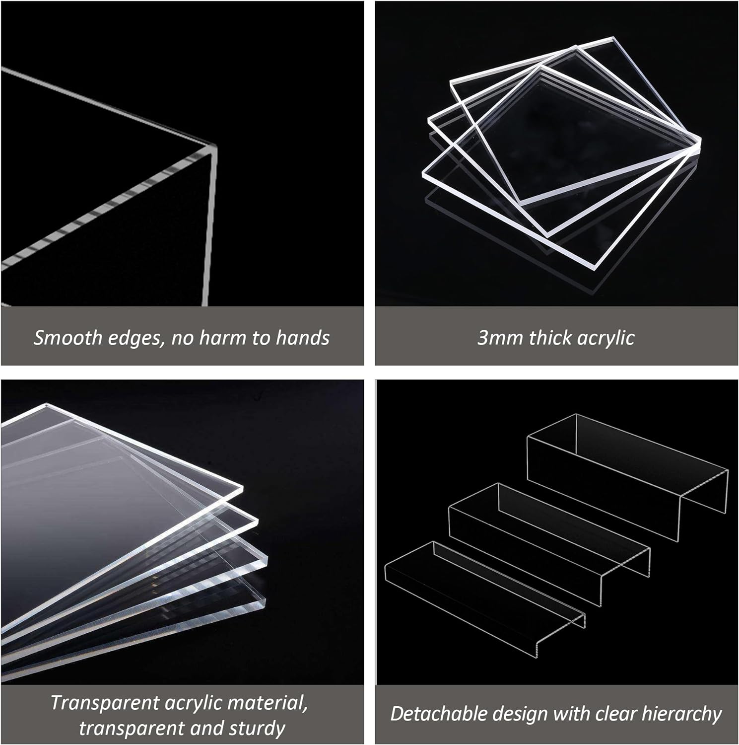Clear Acrylic Display Risers 3pcs for Collectibles