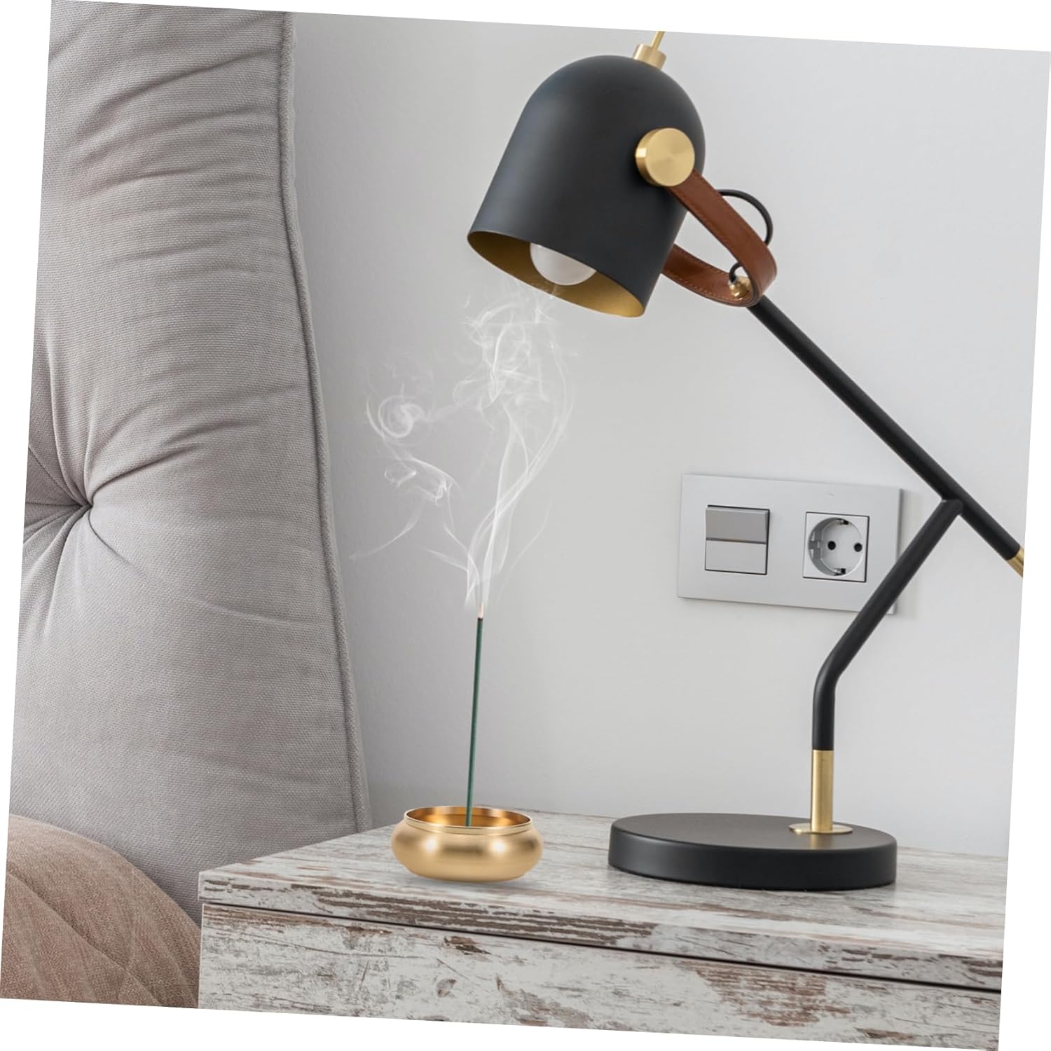 VINTORKY Elegant Brass Ashtray and Incense Holder