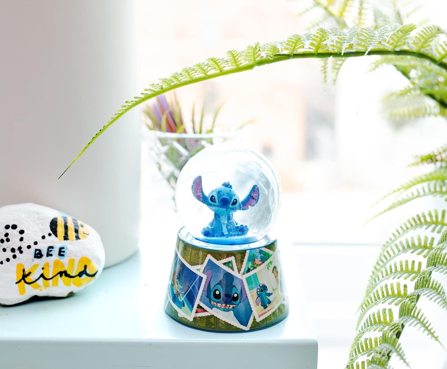 Disney Lilo Stitch Light-Up Snow Globe with Glitter 3 Inches