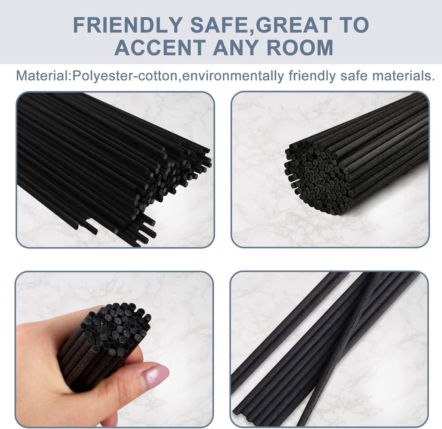 HOSSIAN 50pcs Black Reed Diffuser Sticks