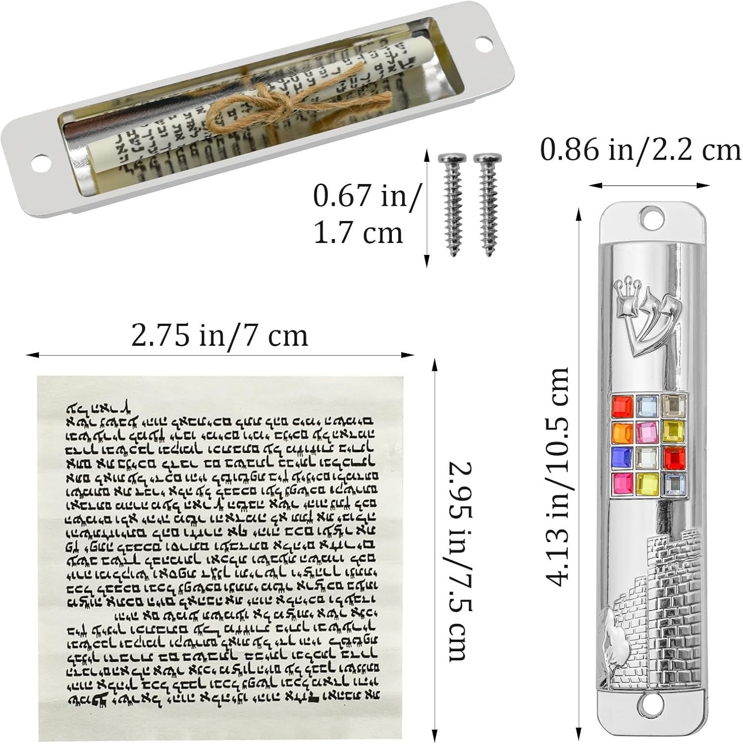 MrMrKura Silver Mezuzah with Scroll for Door