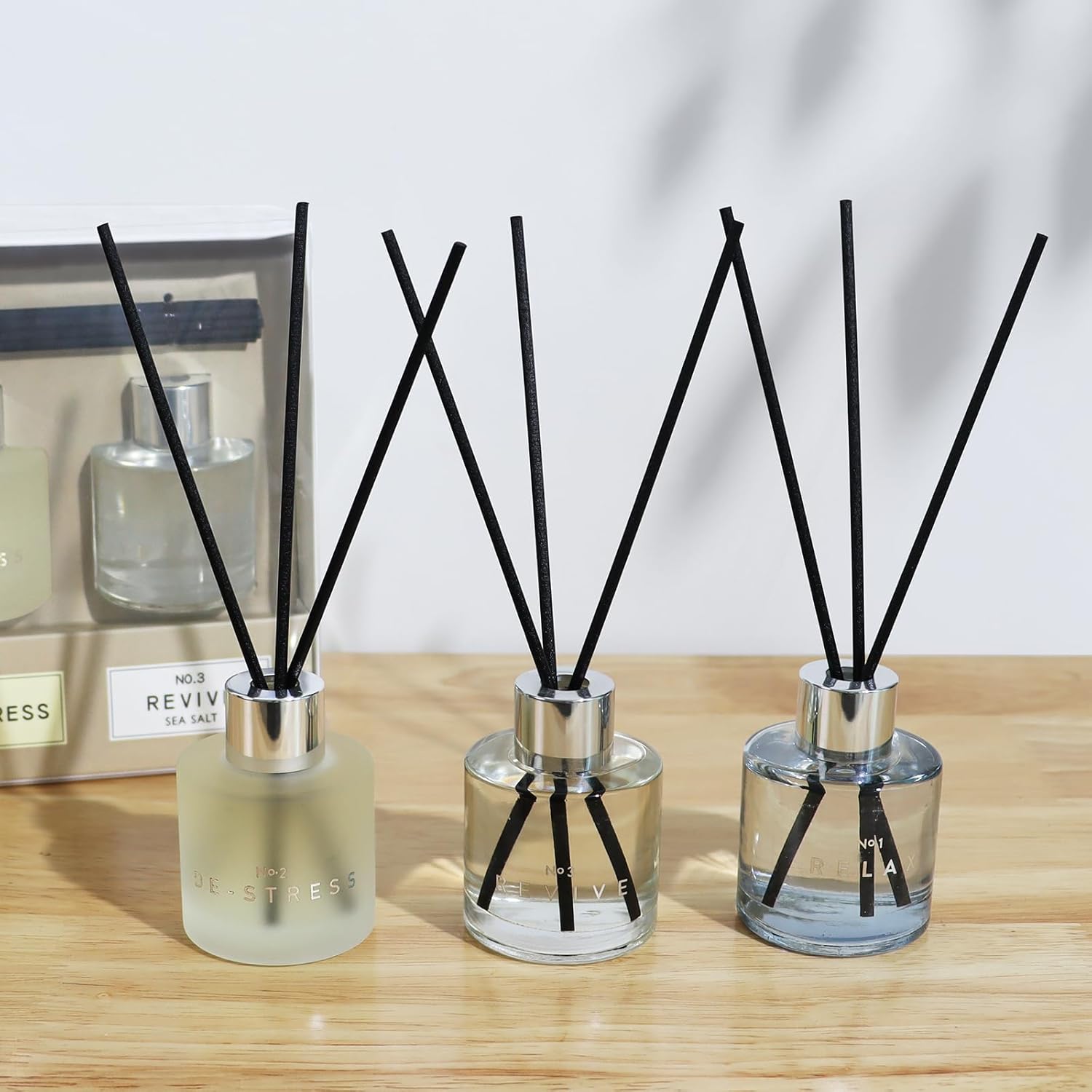 DIUFJAG 3 Pack Reed Diffuser Set with 12 Sticks 50ML Lavender Jasmine Lemongrass