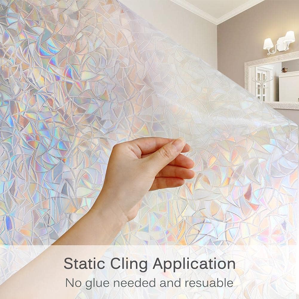 Volcanics Window Privacy Film with Rainbow Design