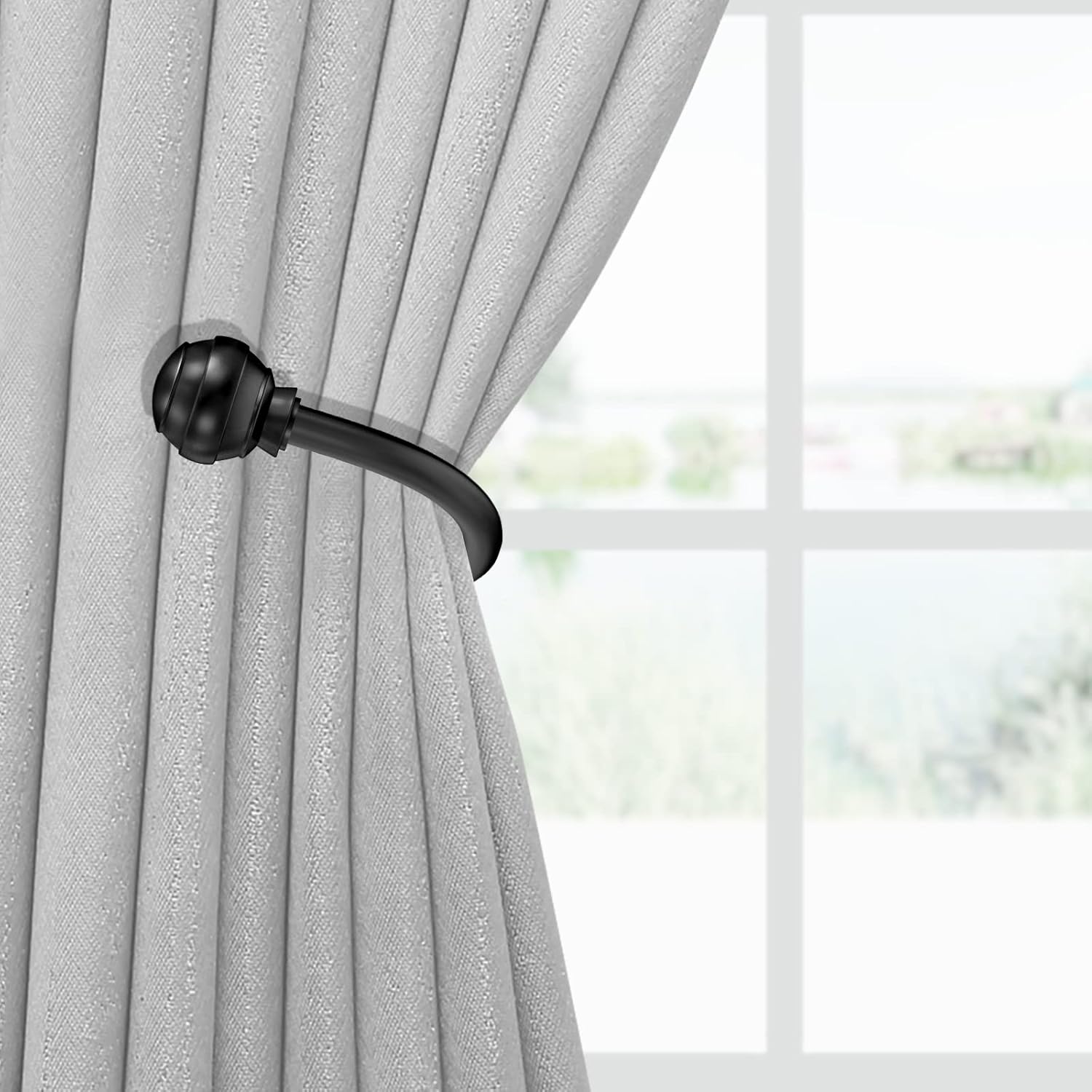 Hion Curtain Holdbacks Black 2pcs for Drapes