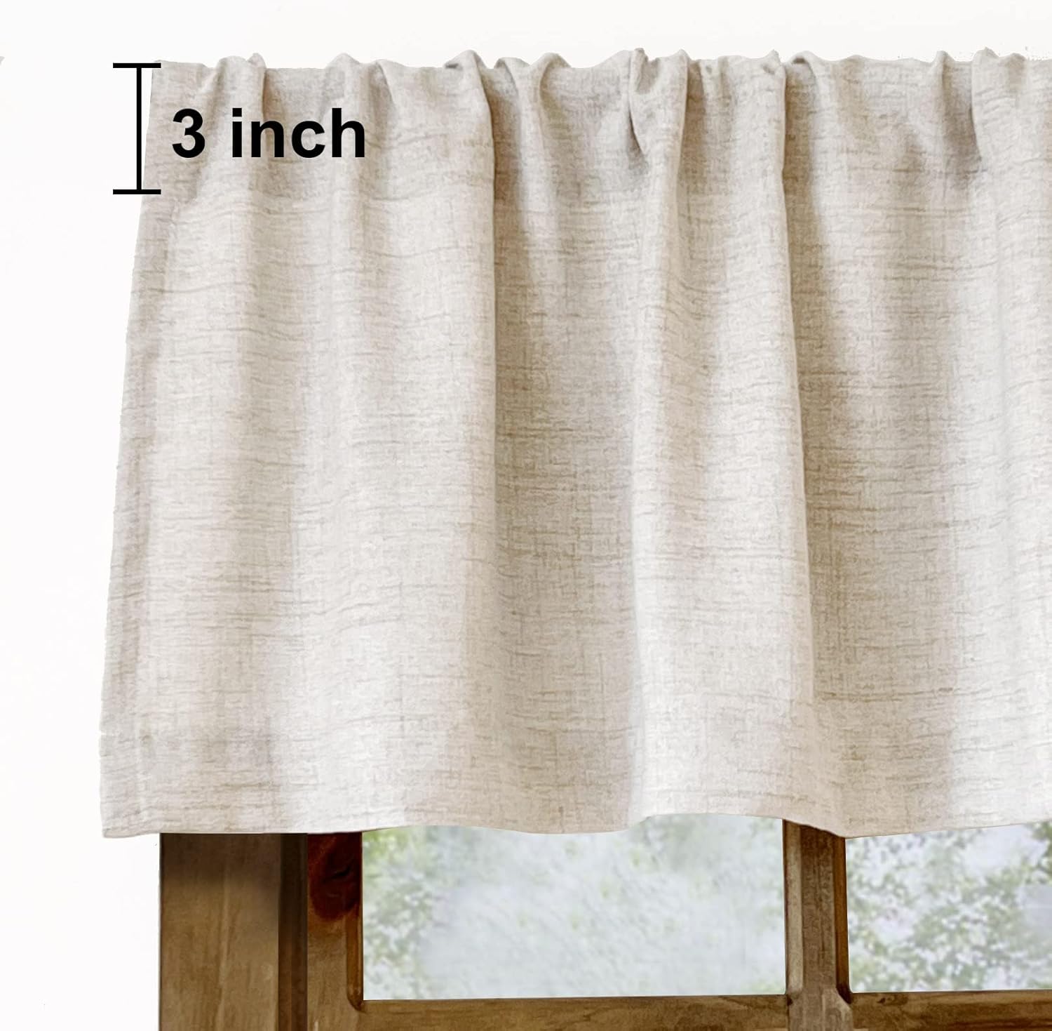 Oindec Faux Linen Valance 54x15 Inch Natural