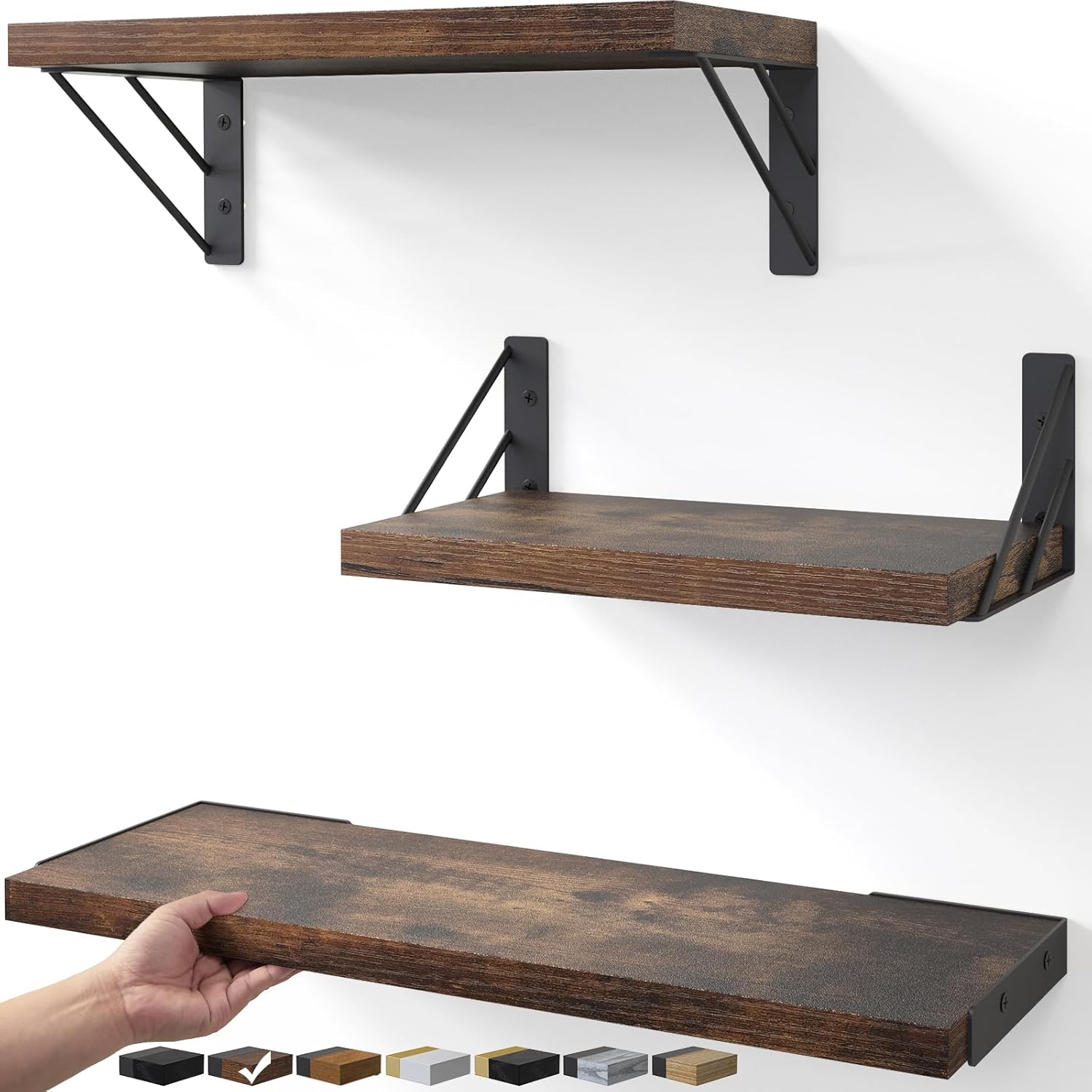 BAYKA Corner Floating Wall Shelves Set of 3