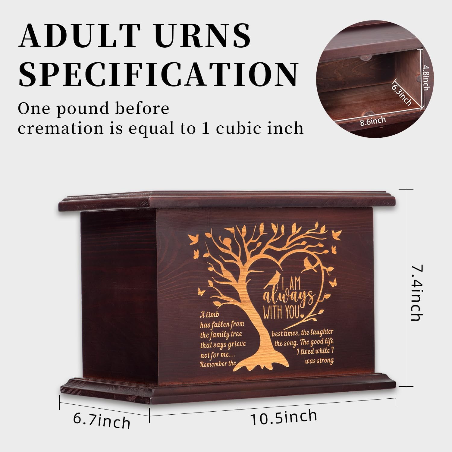 Cremation Urns For Human Ashes - Wooden Urns L-Tree Style