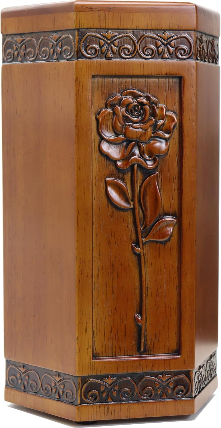 Cremation Urn for Human Ashes - Hand Engraved Rose Design