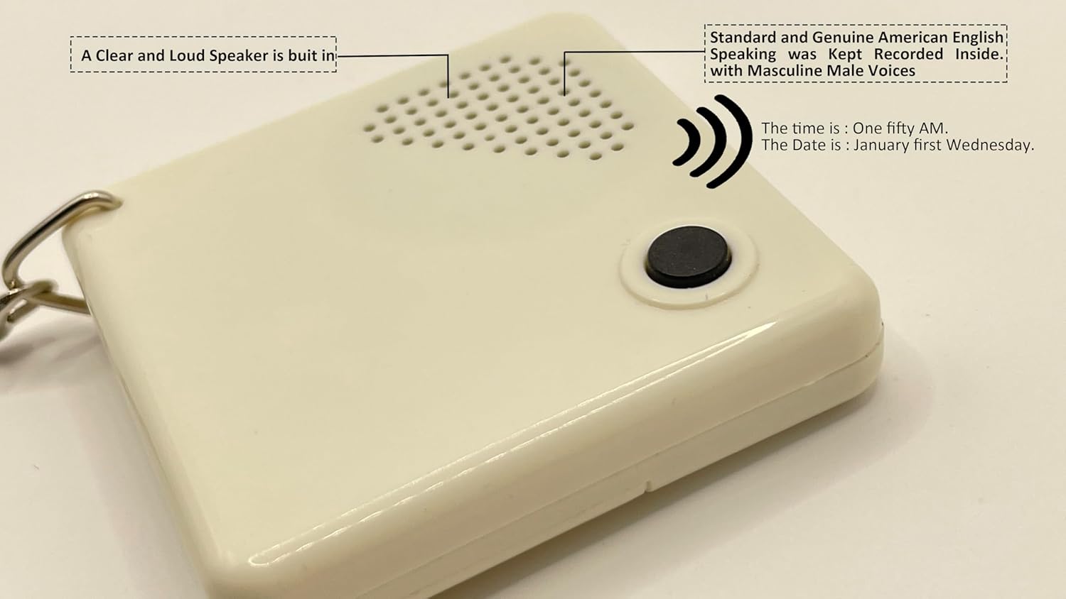 Bejamy Portable Talking Alarm Clock Keychain with Sleep Mode