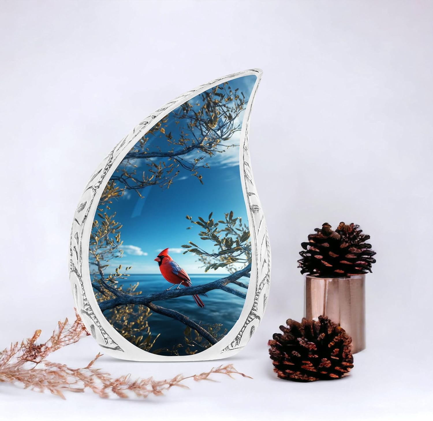 Red Cardinal Bird Urns for Human Ashes 10 Inch