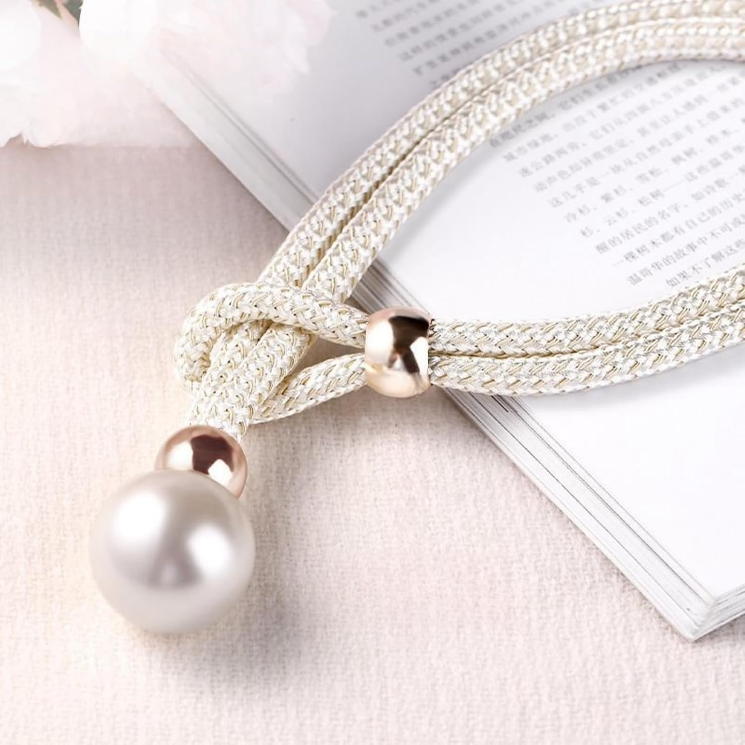 2 Pack Handmade Curtain Tiebacks with Rope White