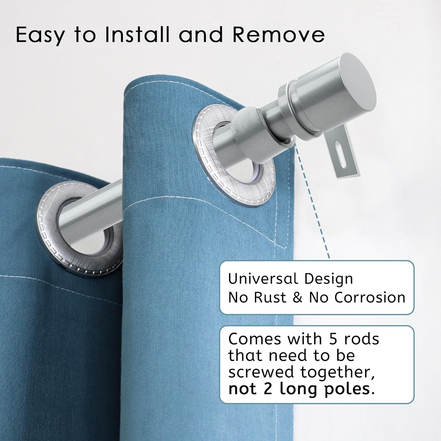 Byondeth Adjustable Curtain Rods 1 Inch Diameter 16-88 Inches Long