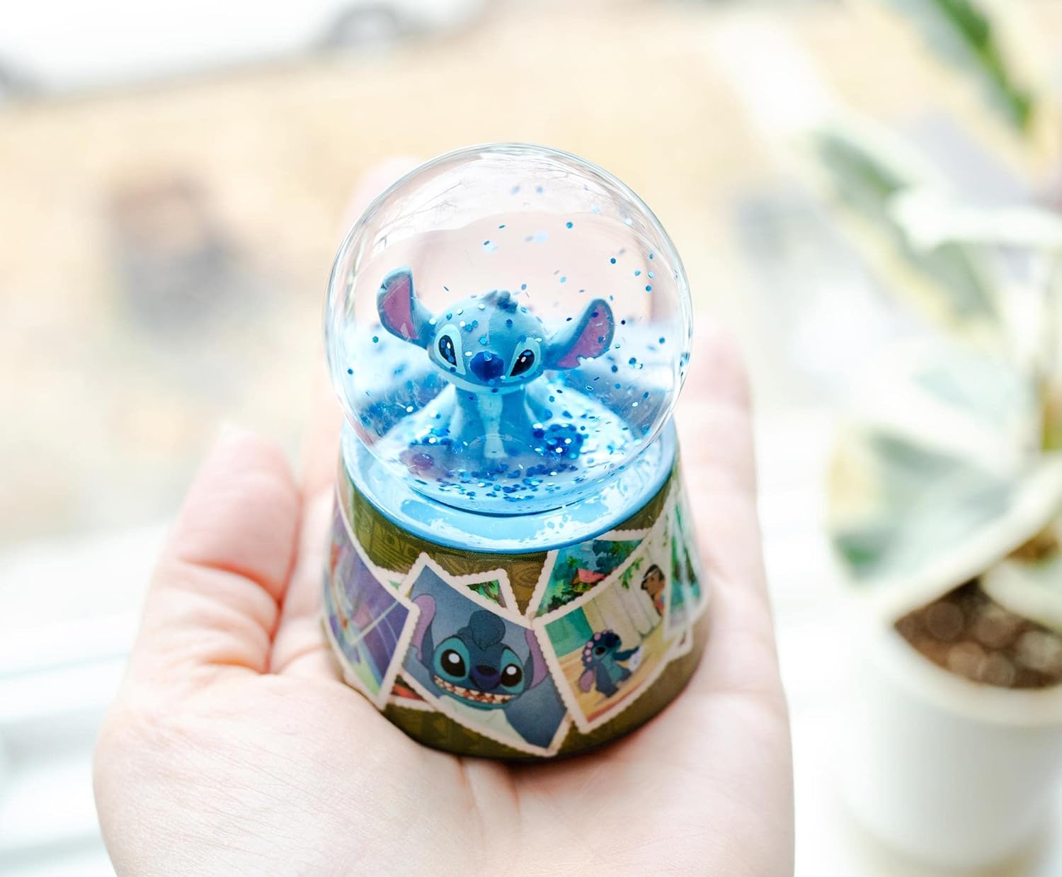 Disney Lilo Stitch Light-Up Snow Globe with Glitter 3 Inches