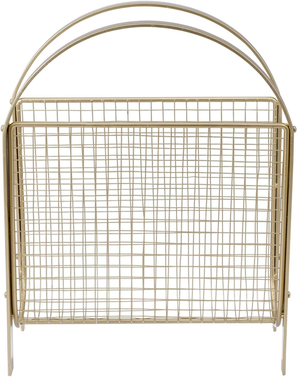 MyGift Mid Century Magazine Rack with Brass Mesh Finish