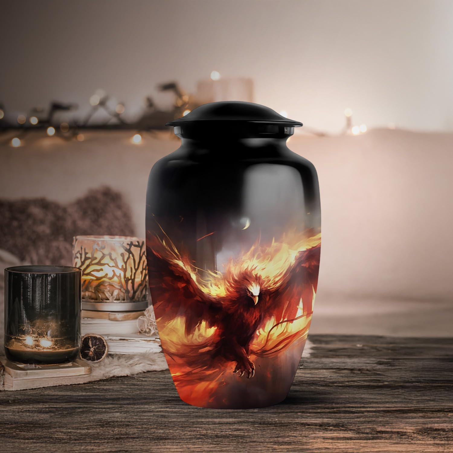 Phoenix Large Urns for Human Ashes - 10 Inch Cremation Memorial Urn