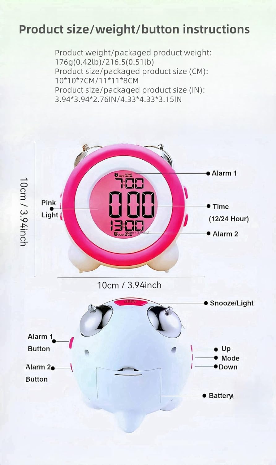 Super Loud Alarm Clock with Twin Bell and Backlight Display