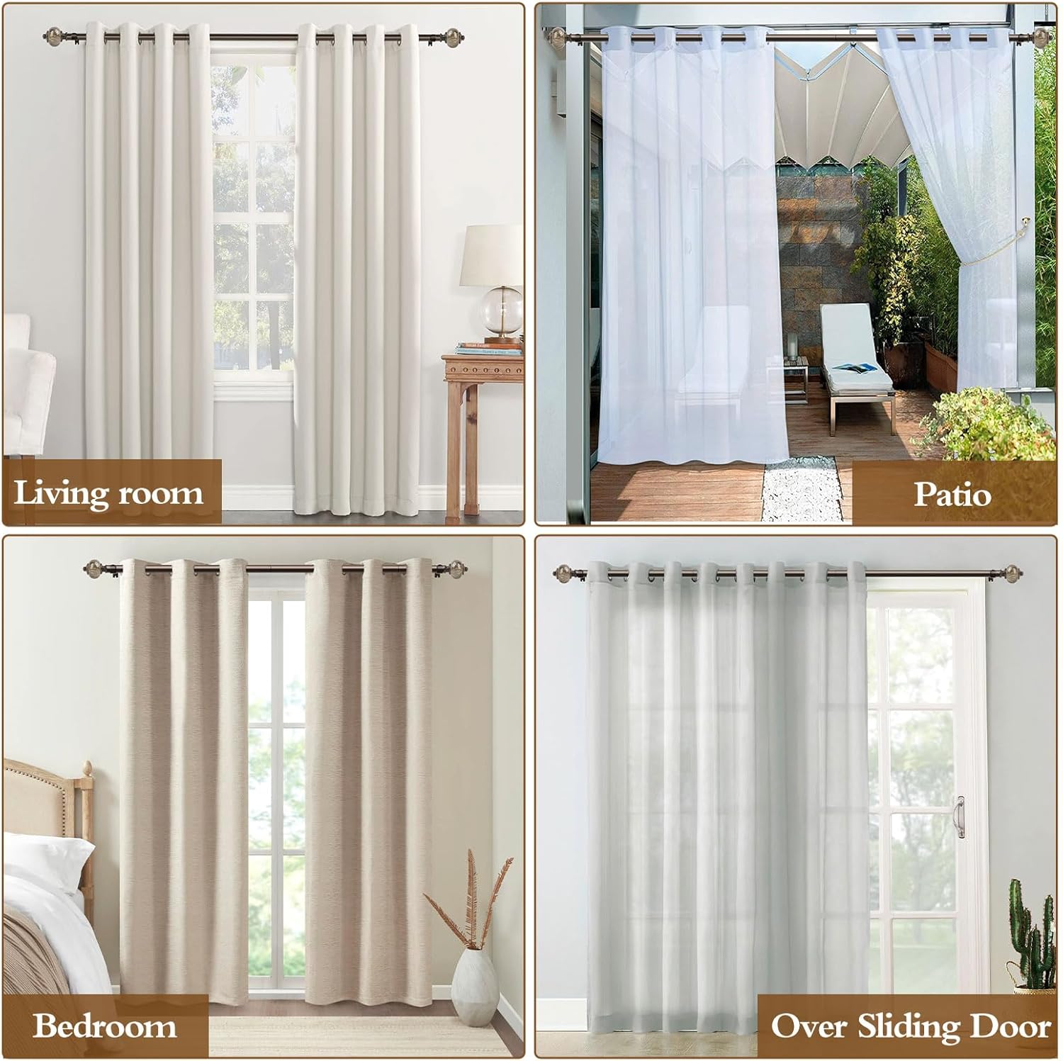 KAMANINA 1 Inch Curtain Rods 32-58 Inches Antique Bronze