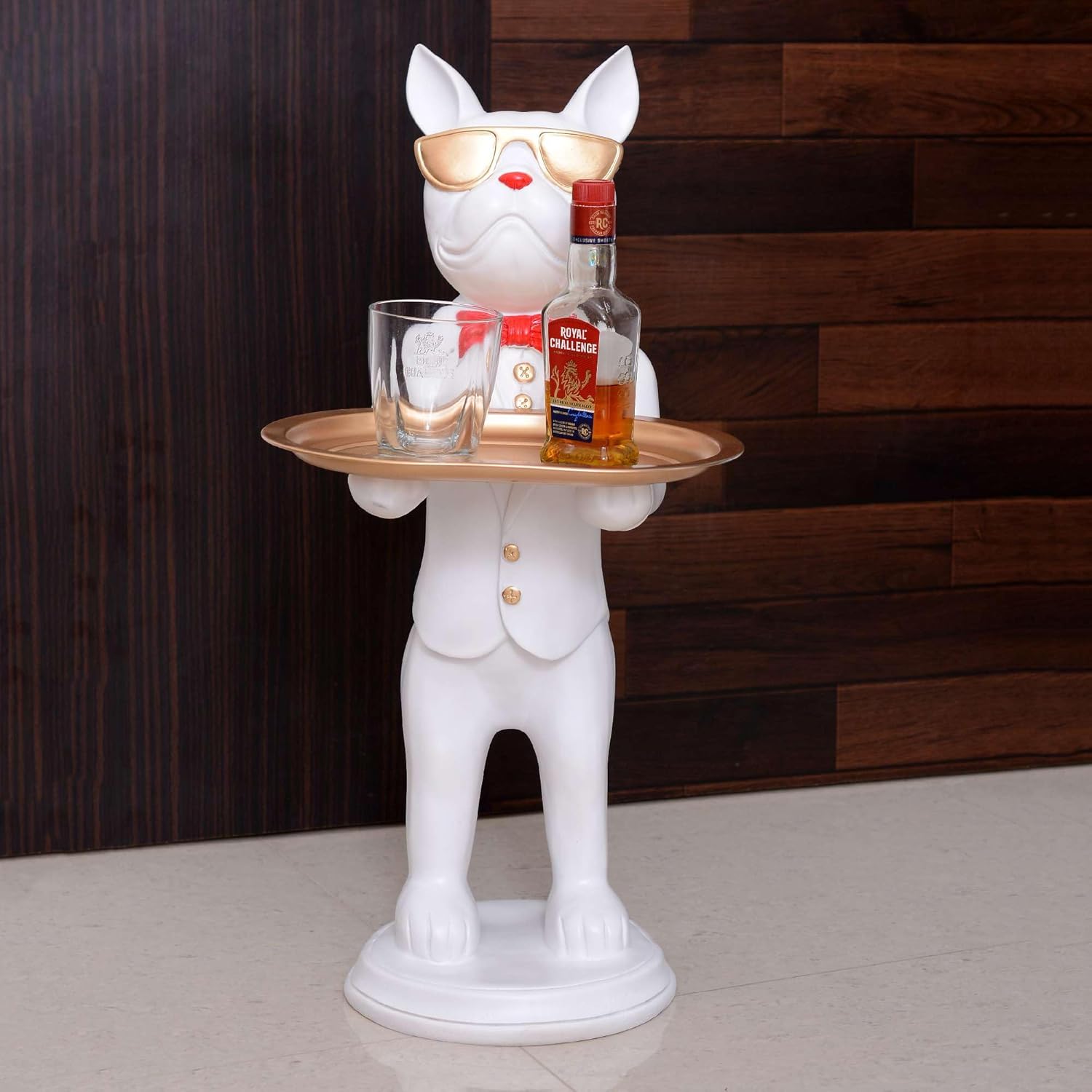 Cool Dog Sculpture with Plate for Home Decor