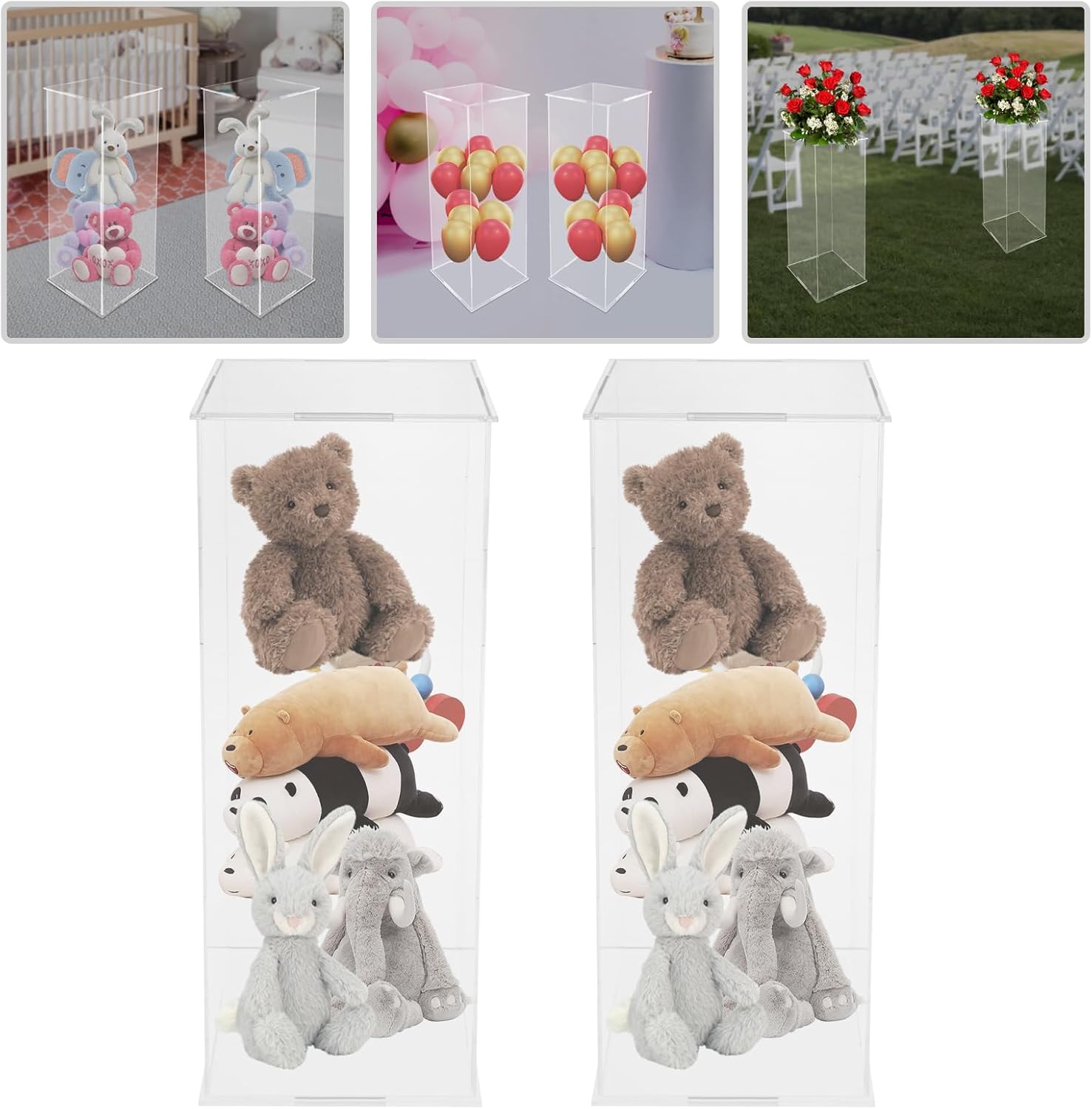 2 Pack Acrylic Pedestal Display for Home Decor